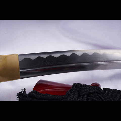 Hand Forged Japanese Tanto Sword Short Sword Folded Steel Oil Quenching Alloy Tsuba-COOLKATANA