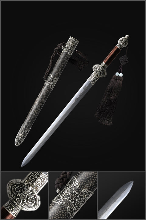 Handmade Chinese Sword Little JinFu Short Sword Folded Steel Blade Finely Polished-COOLKATANA