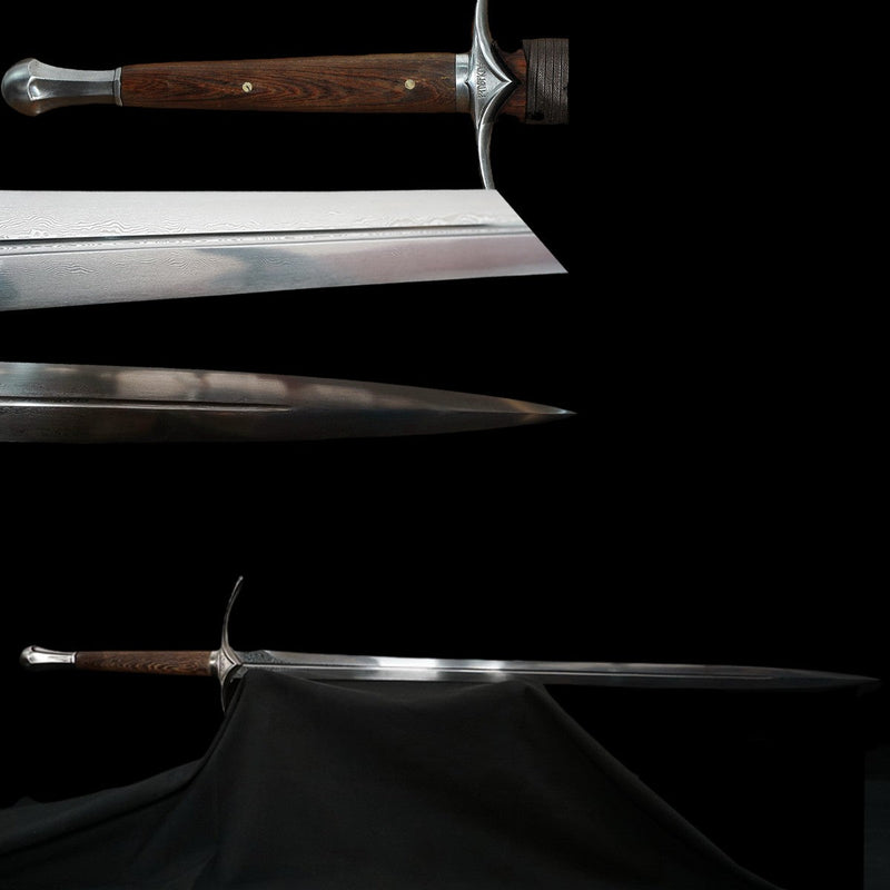 Hand Forged European Sword Glamdring Sword 1095 Folded Steel Rosewood Handle - COOLKATANA 