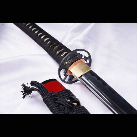 Hand Forged Japanese Samurai Katana Sword Manganese Steel Blade Oil Quenching Iron Tsuba-COOLKATANA