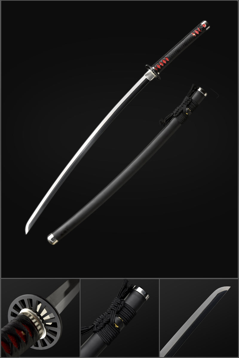 Hand Forged Anime Demon Slayer Tanjiro's Katana Sword Replica 1095 High Carbon Steel Iron Tsuba - COOLKATANA 