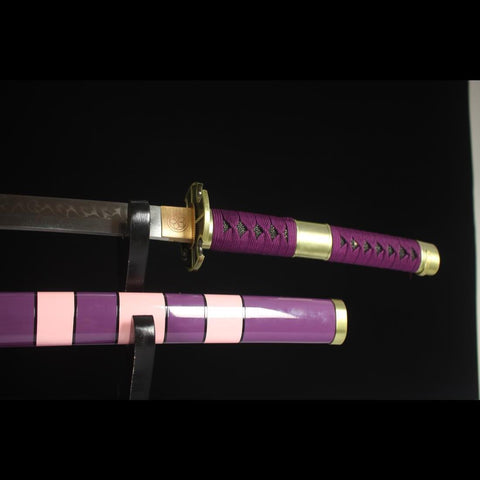 Handmade Anime One Piece Nidai Kitetsu Samurai Sword T10 Steel Blade Full Tang Clay Tempered Shinogidukuri-COOLKATANA