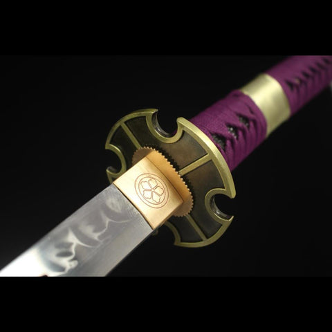 Handmade Anime One Piece Nidai Kitetsu Samurai Sword T10 Steel Blade Full Tang Clay Tempered Shinogidukuri-COOLKATANA