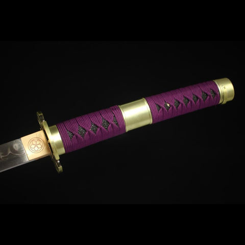 Anime sword Nidai Kitetsu One Piece Samurai Sword T10 Steel Blade Sageo HY-0004 COOLKATANA 11