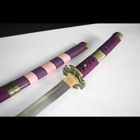 Handmade Anime One Piece Nidai Kitetsu Samurai Sword T10 Steel Blade Full Tang Clay Tempered Shinogidukuri-COOLKATANA
