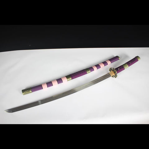 Handmade Anime One Piece Nidai Kitetsu Samurai Sword T10 Steel Blade Full Tang Clay Tempered Shinogidukuri-COOLKATANA