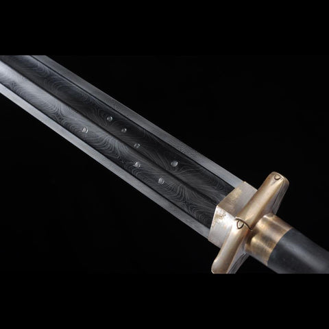 Handmade Chinese Sword Gentleman Sword Folded Steel Blade Ebony Scabbard-COOLKATANA