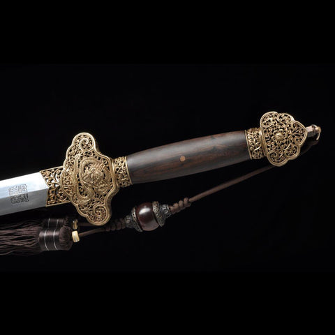 Handmade Chinese Sword Flying Dragon Sword(Chief level) Folded Steel Four-sided Blade Hand-Carved-COOLKATANA-SL-3095-U