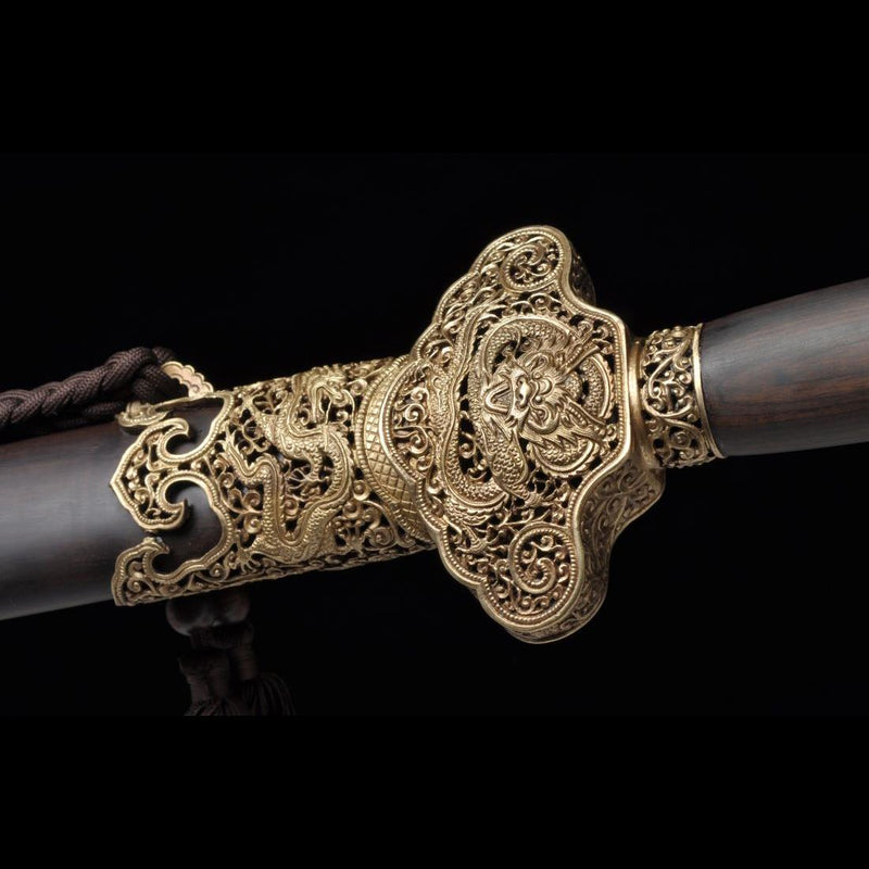 Handmade Chinese Sword Flying Dragon Sword(Chief level) Folded Steel Four-sided Blade Hand-Carved - COOLKATANA 