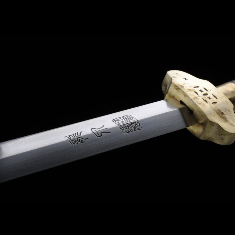 Handmade Chinese Swords Work Cloth Sword Folded Steel Blade Ebony Scabbard - COOLKATANA 