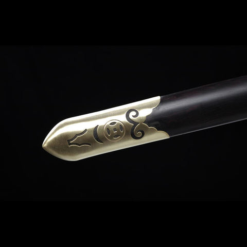 Handmade Chinese Swords Work Cloth Sword Folded Steel Blade Ebony Scabbard-COOLKATANA-SL-3070-U