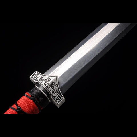 Handmade Chinese Sword Little Red Dragon Han Jian Short Sword Folded Steel Eight-sided Blade-COOLKATANA