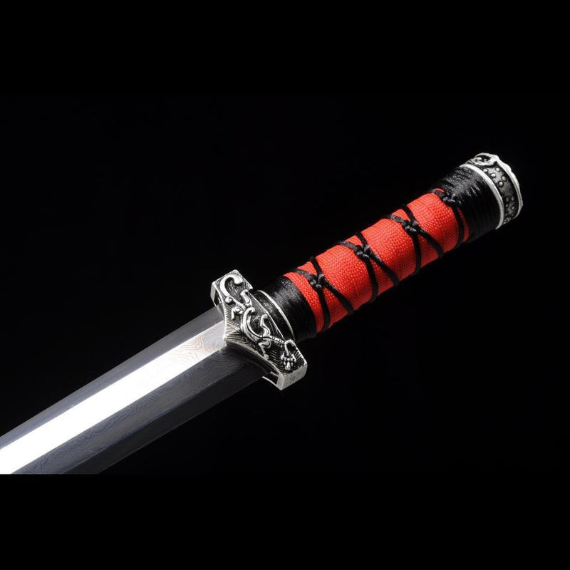Handmade Chinese Sword Little Red Dragon Han Jian Short Sword Folded Steel Eight-sided Blade - COOLKATANA 