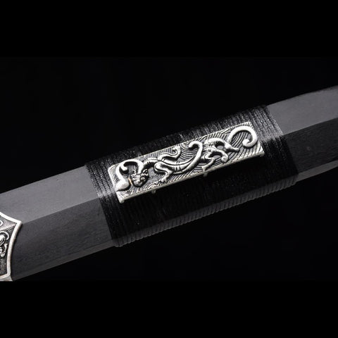 Handmade Chinese Sword Little Red Dragon Han Jian Short Sword Folded Steel Eight-sided Blade-COOLKATANA