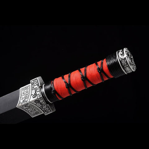 Handmade Chinese Sword Little Red Dragon Han Jian Short Sword Folded Steel Eight-sided Blade-COOLKATANA