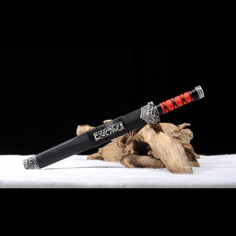 Handmade Chinese Sword Little Red Dragon Han Jian Short Sword Folded Steel Eight-sided Blade-COOLKATANA