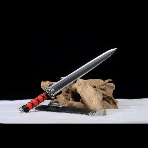 Handmade Chinese Sword Little Red Dragon Han Jian Short Sword Folded Steel Eight-sided Blade-COOLKATANA