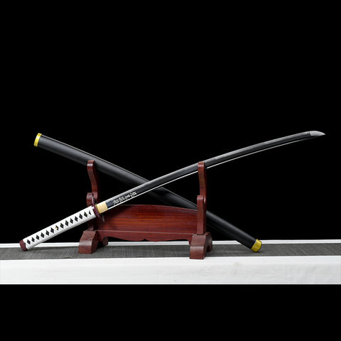 anime katana demon slayer sword Giyuu Tomioka Nichirin Sword 1095 High Carbon Steel Black Blade QQ-0106 COOLKATANA 2