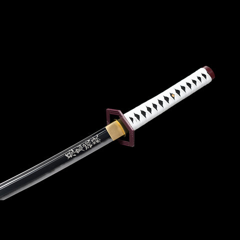 anime katana demon slayer sword Giyuu Tomioka Nichirin Sword 1095 High Carbon Steel Black Blade Blade Steel QQ-0106 COOLKATANA 11