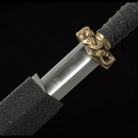 Handmade Chinese Sword Ring-Pommel Sword Straight Blade Dao Folded Steel Bla-COOLKATANA