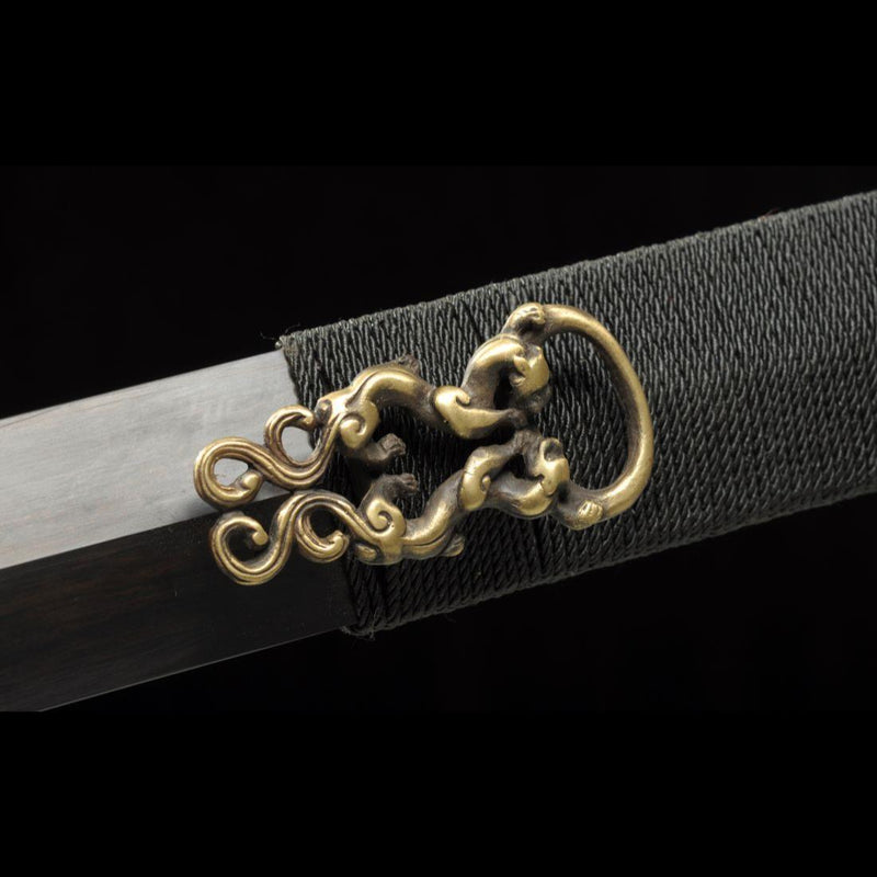 Handmade Chinese Sword Ring-Pommel Sword Straight Blade Dao Folded Steel Bla - COOLKATANA 