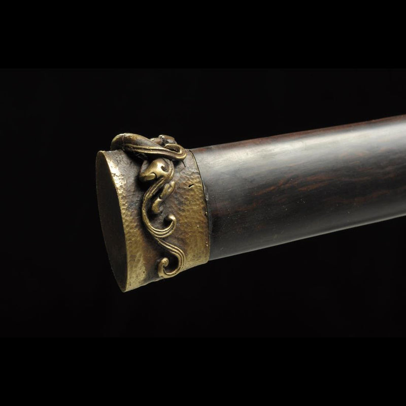 Handmade Chinese Sword Ring-Pommel Sword Straight Blade Dao Folded Steel Bla - COOLKATANA 
