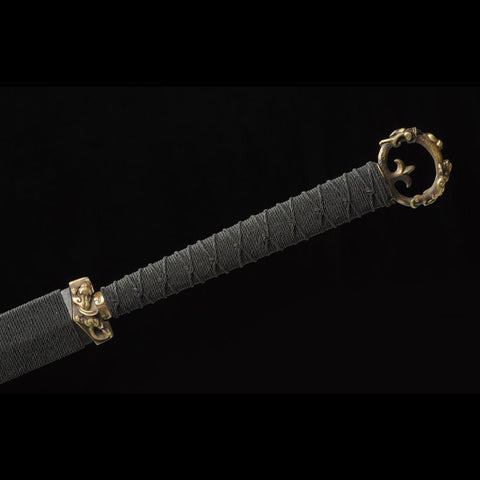 Handmade Chinese Sword Ring-Pommel Sword Straight Blade Dao Folded Steel Bla-COOLKATANA-SL-5022-U