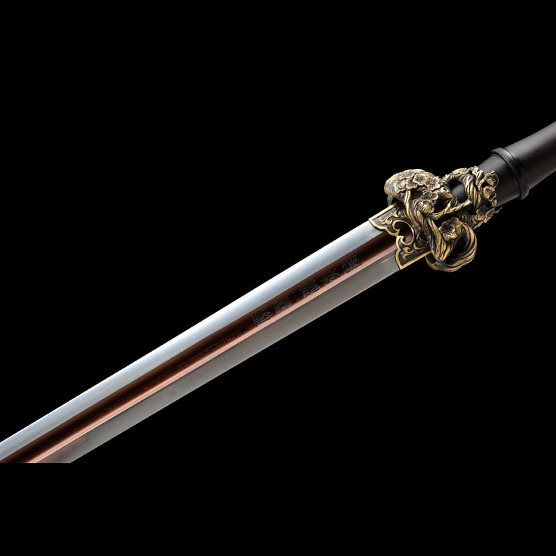 Handmade Chinese Sword Snow Sword Aoxue Jian Folded Steel Blade Ebony Scabbard - COOLKATANA 