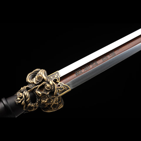Handmade Chinese Sword Snow Sword Aoxue Jian Folded Steel Blade Ebony Scabbard-COOLKATANA
