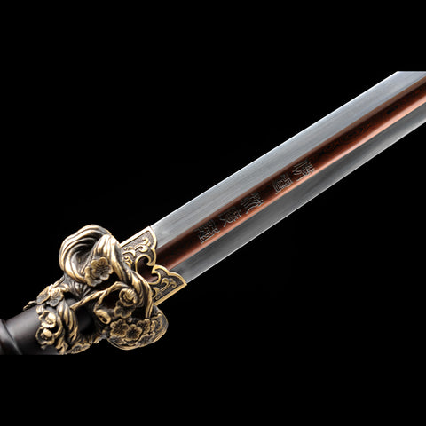Handmade Chinese Sword Snow Sword Aoxue Jian Folded Steel Blade Ebony Scabbard-COOLKATANA