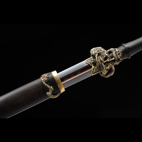 Handmade Chinese Sword Snow Sword Aoxue Jian Folded Steel Blade Ebony Scabbard-COOLKATANA-SL-3020-U