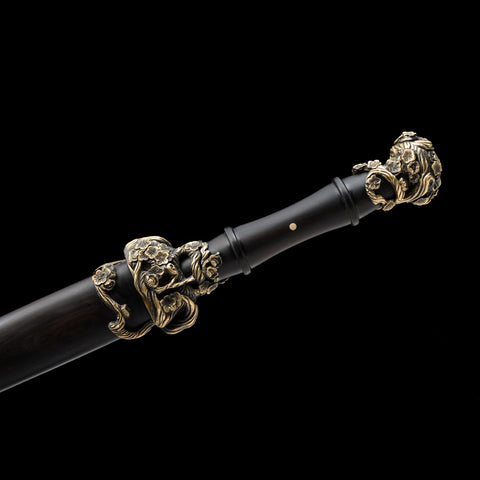 Handmade Chinese Sword Snow Sword Aoxue Jian Folded Steel Blade Ebony Scabbard-COOLKATANA-SL-3020-U