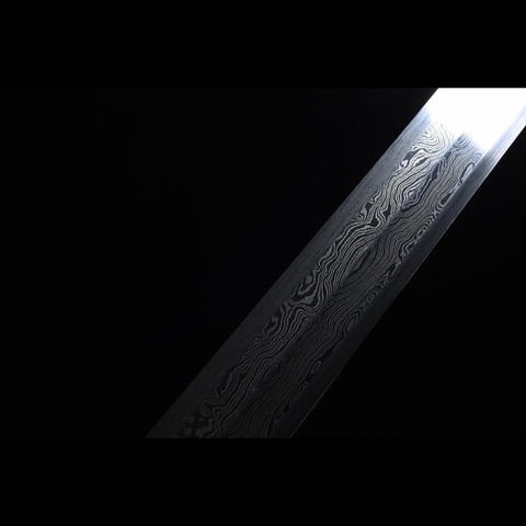 Handmade Chinese Sword Moire Han Jian Folded steel Eight-sided Blade Ebony Scabbard-COOLKATANA-SL-6060-U