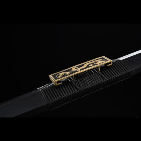 Handmade Chinese Sword Moire Han Jian Folded steel Eight-sided Blade Ebony Scabbard-COOLKATANA-SL-6060-U