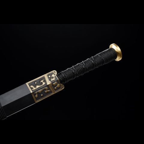 Handmade Chinese Sword Moire Han Jian Folded steel Eight-sided Blade Ebony Scabbard-COOLKATANA