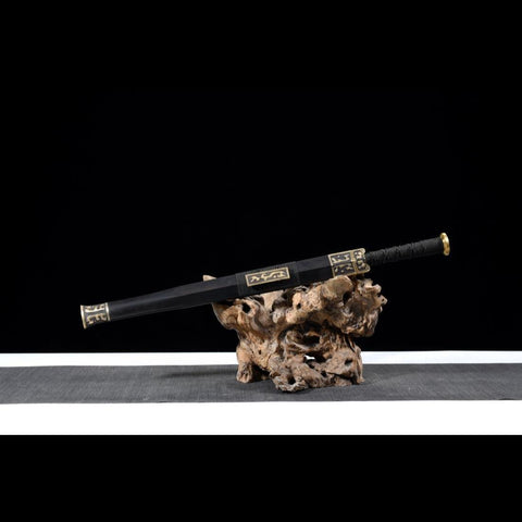 Handmade Chinese Sword Moire Han Jian Folded steel Eight-sided Blade Ebony Scabbard-COOLKATANA-SL-6060-U