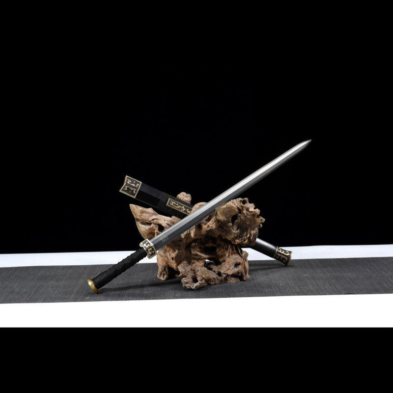 Handmade Chinese Sword Moire Han Jian Folded steel Eight-sided Blade Ebony Scabbard - COOLKATANA 