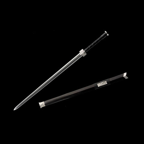 Handmade Chinese Sword Four-Holy-Animal Han Jian Folded Steel Eight-Sided Blade Ebony Scabbard-COOLKATANA