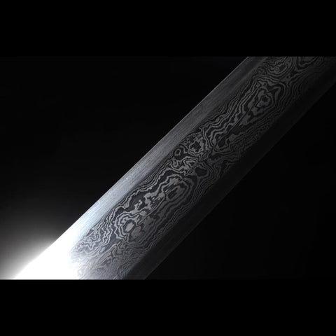 Handmade Chinese Sword Four-Holy-Animal Han Jian Folded Steel Eight-Sided Blade Ebony Scabbard-COOLKATANA