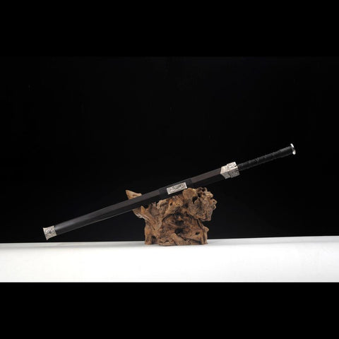 Handmade Chinese Sword Four-Holy-Animal Han Jian Folded Steel Eight-Sided Blade Ebony Scabbard-COOLKATANA-SL-6051-U