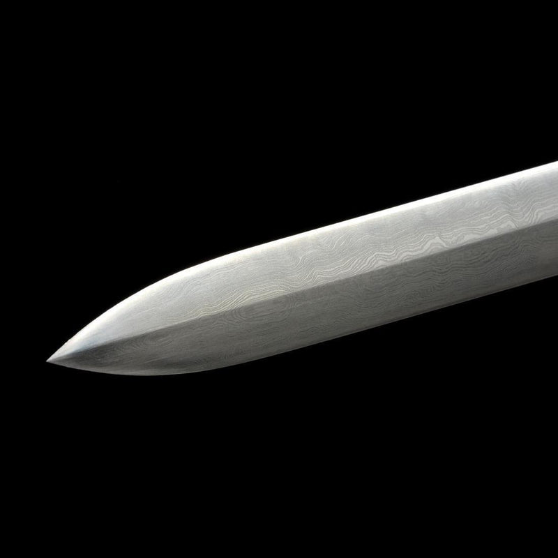Handmade Chinese Sword Traditional Feng Shui Jian Folded Steel Blade Ebony Scabbard - COOLKATANA 