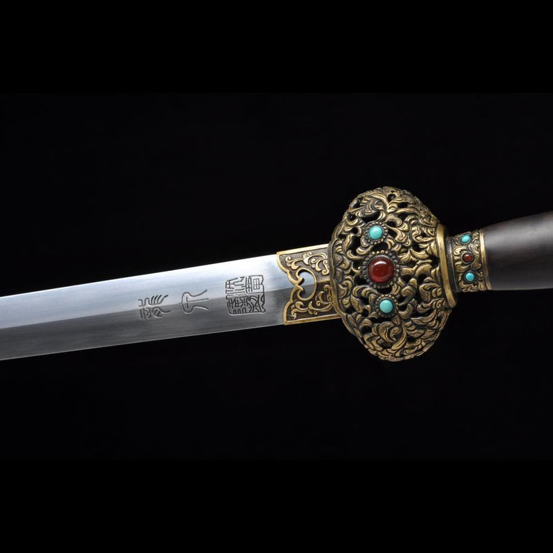 Handmade Chinese Sword Qingfeng Jian Inheritance of the Qing Dynasty Gem-encrusted Sword Style - COOLKATANA 