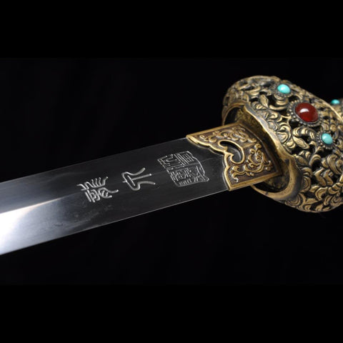 Handmade Chinese Sword Qingfeng Jian Inheritance of the Qing Dynasty Gem-encrusted Sword Style-COOLKATANA