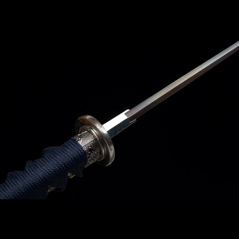Hand Forged Japanese Tanto Sword Short Sword Blue Blade Folded Steel Iron Tsuba Full Tang Sharp-COOLKATANA