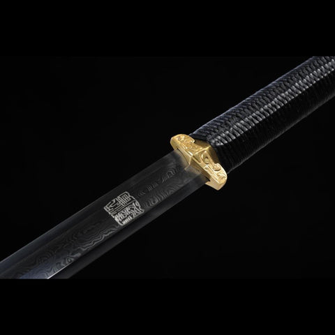 Handmade Chinese Sword Xiangyun Han Jian Auspicious Cloud Pattern Engraved Folded Steel Eight-sided Blade-COOLKATANA-SL-6027-U