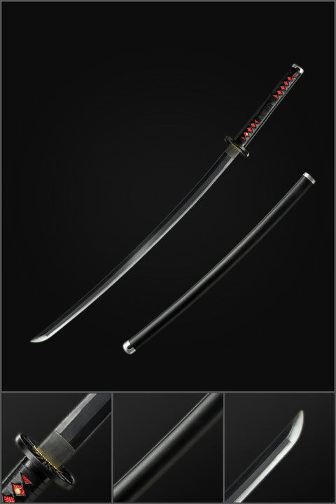 COOLKATANA 1095 High Carbon Steel Black Demon Slayer Tanjiro Nichirin Katana Sword
