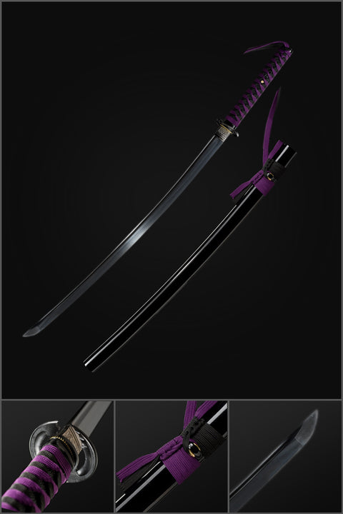 anime katana demon slayer sword Nichirin Sword 1095 High Carbon Steel Black Blade QQ-0108 COOLKATANA