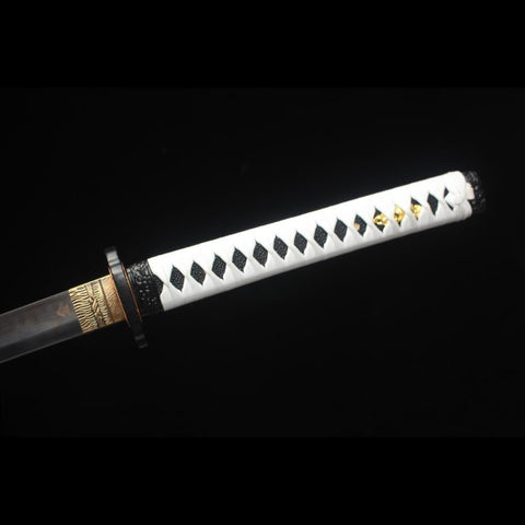 Handmade Game Ghost of Tsushima Short Katana Swod Hand Polished T10 Steel Blade Clay Tempered Zinc Alloy Saya-COOLKATANA