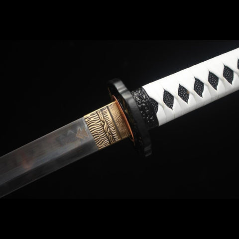 Handmade Game Ghost of Tsushima Short Katana Swod Hand Polished T10 Steel Blade Clay Tempered Zinc Alloy Saya-COOLKATANA