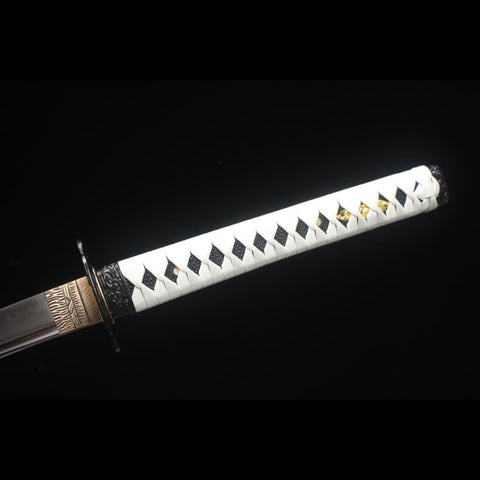 Handmade Game Ghost of Tsushima Katana Sword T10 Steel Blade with Bo-Hi Full Tang Clay Tempered-COOLKATANA